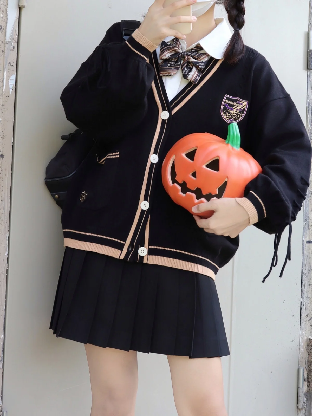Pantvela loween 니트 오픈 가디건 리틀 위치 앤드 펌킨 라이트 JK/DK 오리지널 orm 스웨터 여성용 가을...
