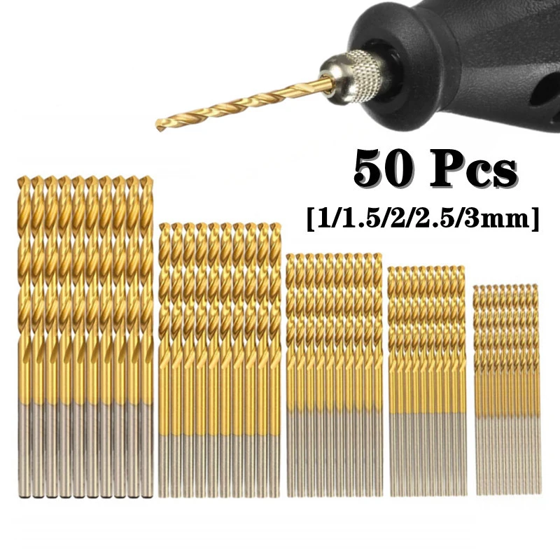 

50PCS 1-3mm High Speed Steel Twist Drill Stainless Steel Tool Set Whole Ground Metal Reamer Tools for Cutting Drilling Polishing