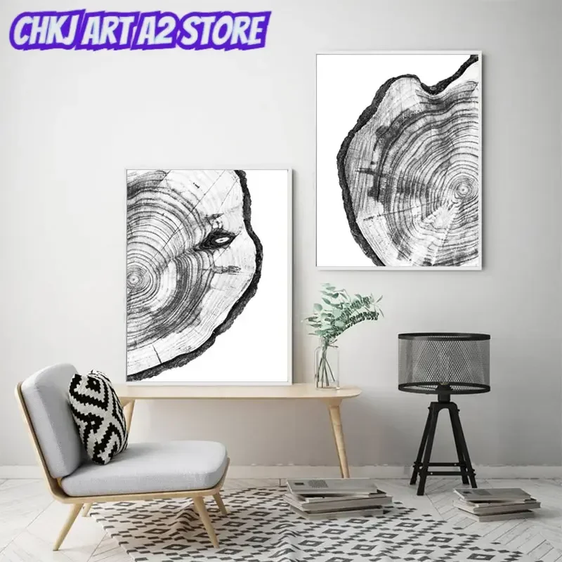 Canvas Painting Modern Tree Ring Printable Tree Stump Wood Slice Posters and Prints Wall Art Pictures Living Room Home Decor