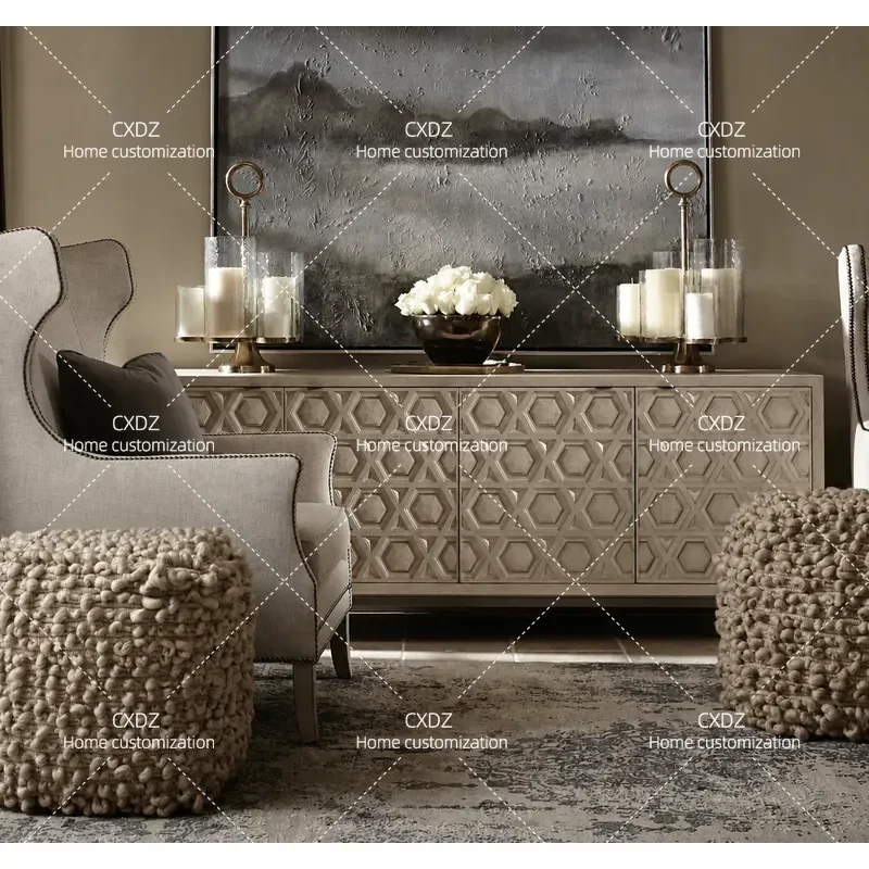 High End Custom Classical Retro All Solid Wood Living Room TV Cabinet Audio Visual Cabinet Furniture