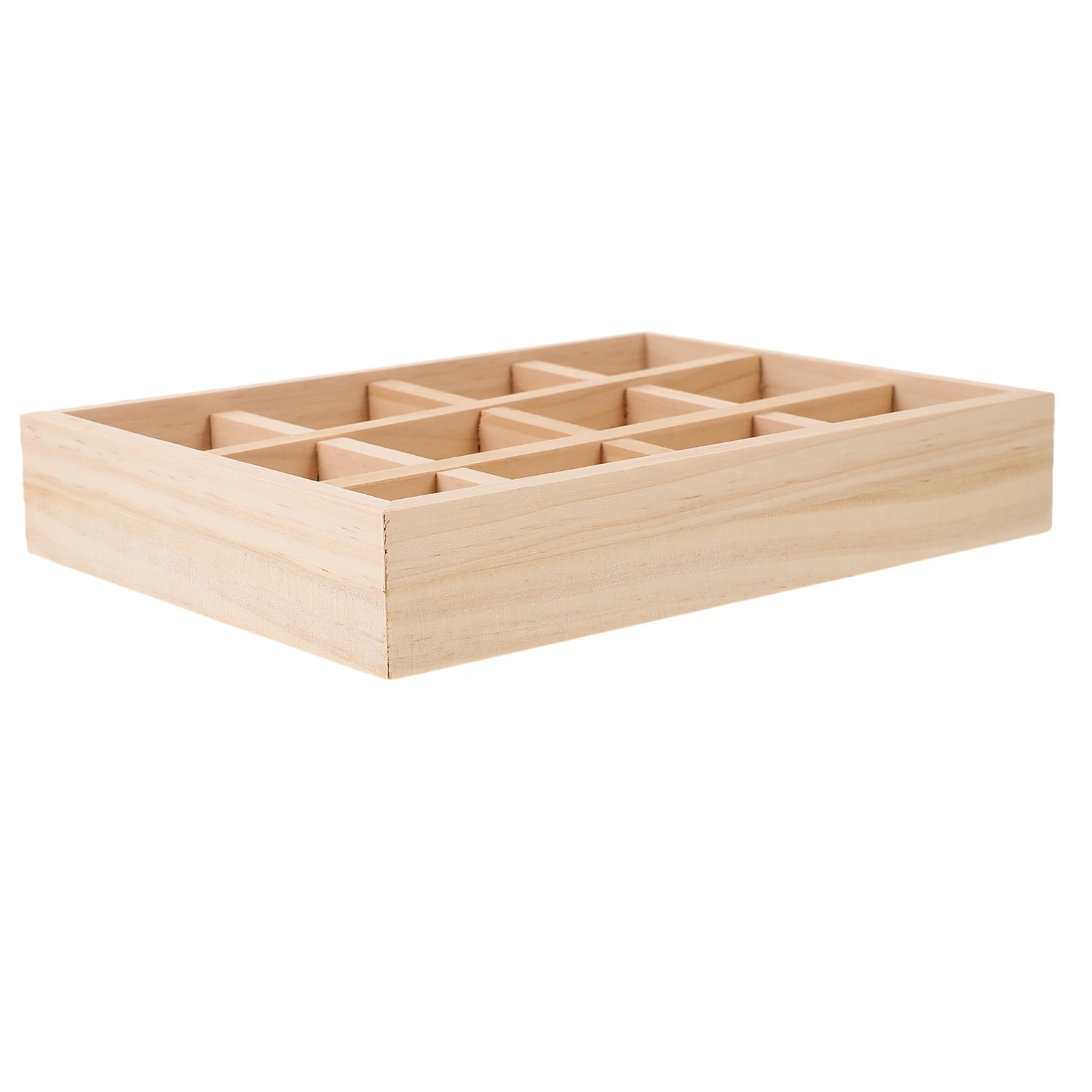 

Twelve Grid Jewelry Tray Wooden Storage Display Organizer for Rings Accessories Home Decor 4 Section Wood Holder