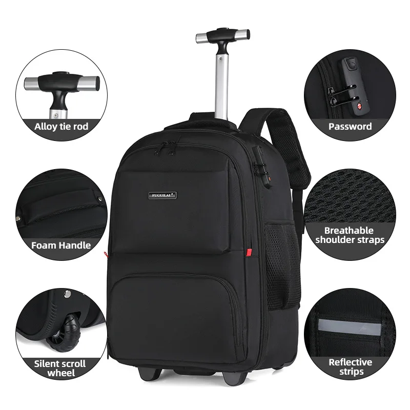 Large Capacity Travel Trolley Backpack With wheels wheeled Backpack Rolling luggage Business Laptop carry on hand Luggage Bags