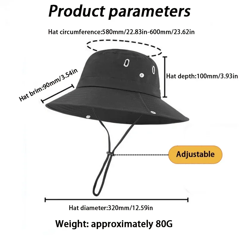 Summer Bucket Hat For Men Fisherman Cap Fishing Outdoor Sunshade Big Brim Sunscreen Riding Hiking Suncreen Sunhat