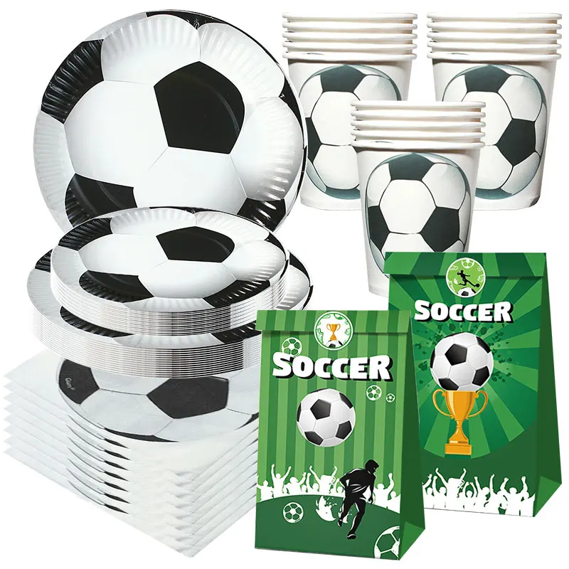 Decoração de festa de aniversário de futebol, utensílios de mesa com tema de futebol, copo, prato, toalha de mesa, fundo para suprimentos de festa de aniversário infantil
