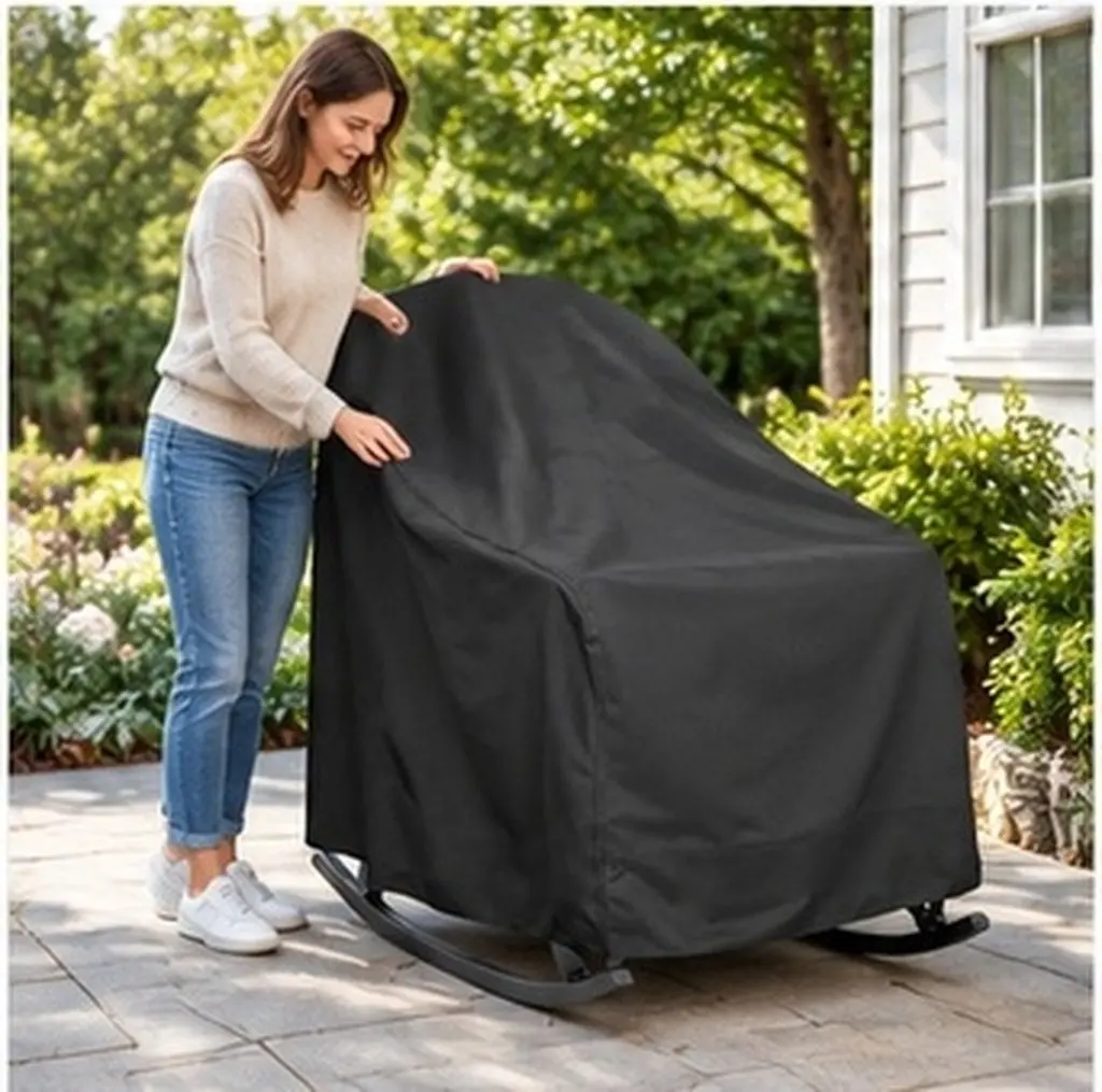 Waterproof Dustproof Rocking Chair Cover Polyester Outdoor Patio Garden Furniture Protector Sun Uv Rain Frost Resistant Foldable