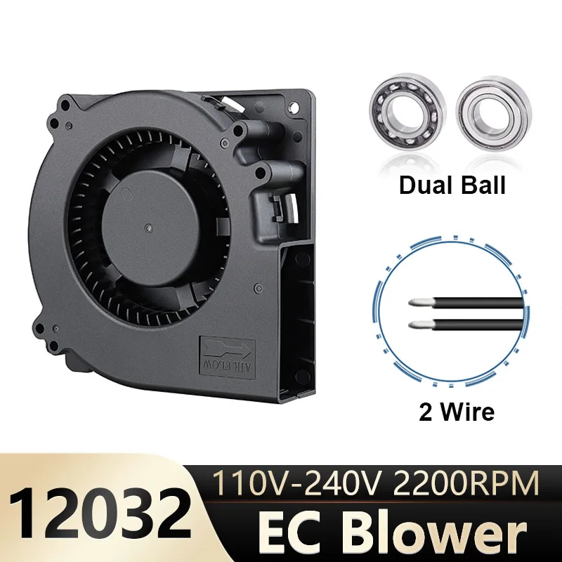 Gdstime-ventilador EC 12032 de doble rodamiento de bolas, Enfriador de aire para armarios de PC, 120mm, 12cm, CA 110V, 115V, 120V, 220V, 240V