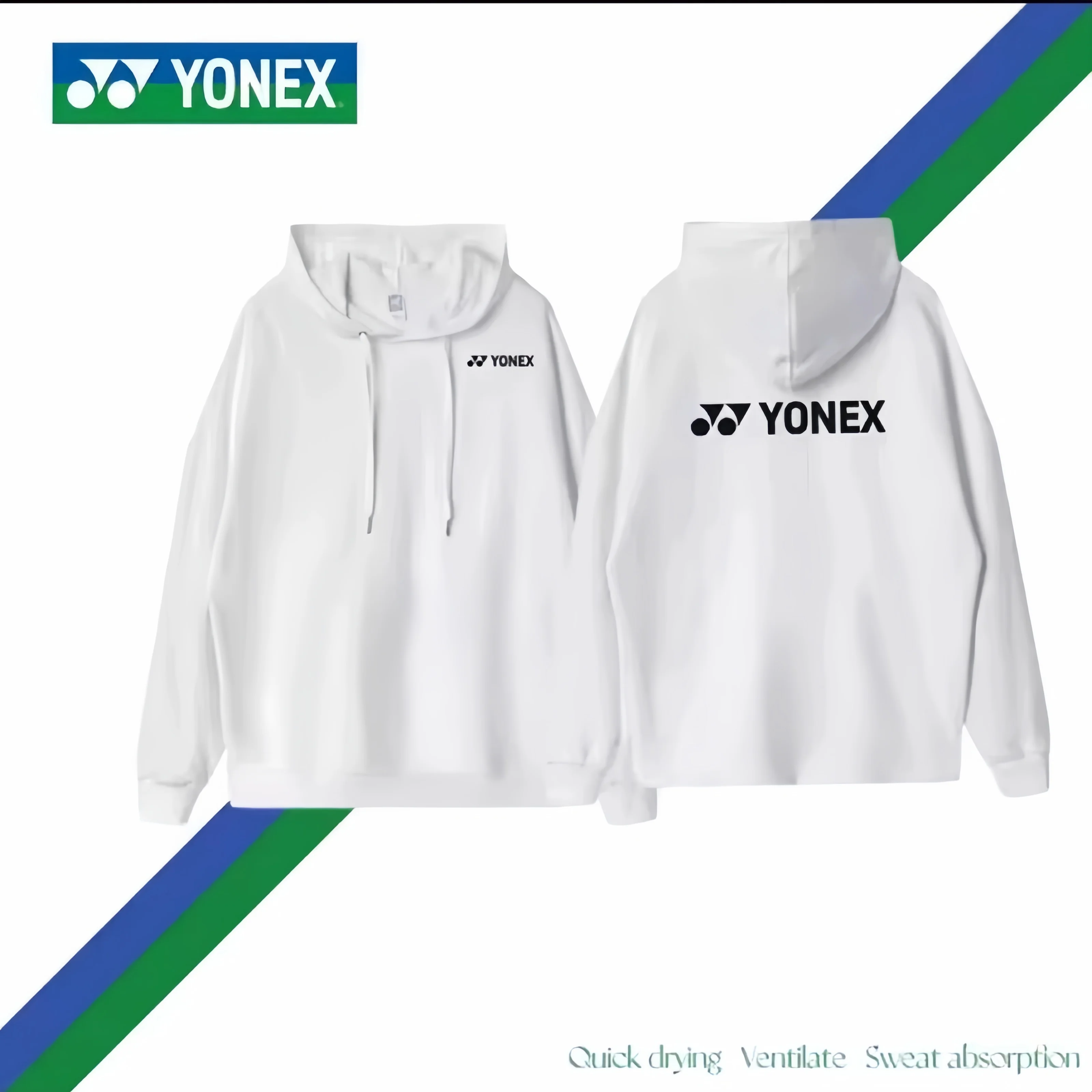 YONEX 2024 NUEVO Badmintonpak Capuchon Trui Gebreid Puur Katoen Ademend Heren en Dames Tops al aire libre Casual Jas