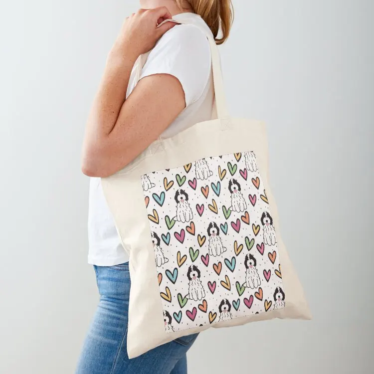

LOVE Black and White Cockapoo Cavapoo Cavoodle Tote Bag bags woman 2025 tote bag university canvas tote Women's bag
