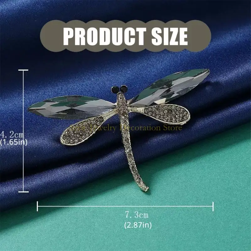 D46e عصري Dragonflies بروش مع أحجار الراين المتلألئة دبوس للسكن للنساء #6