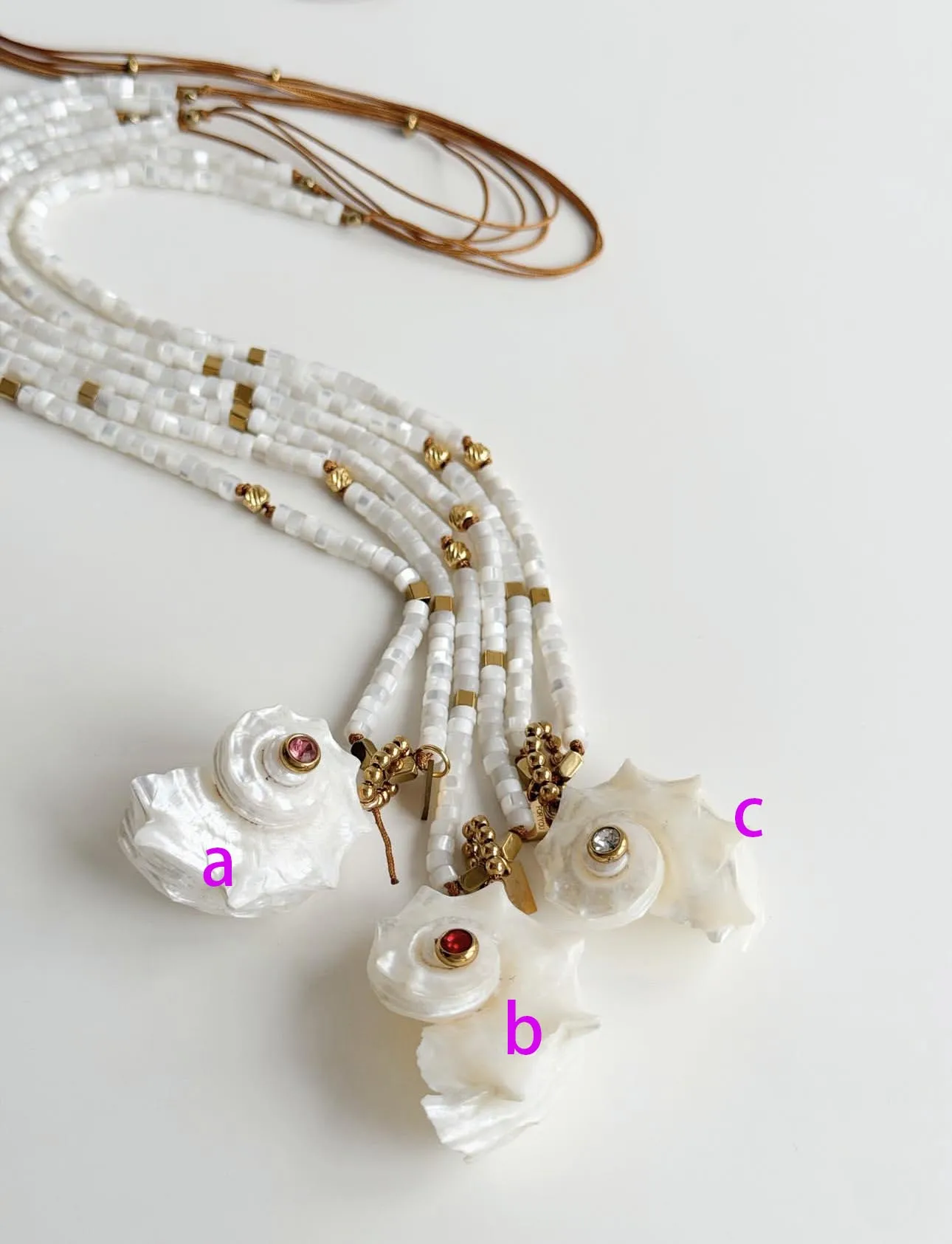 Handmade Stainless Steel Necklace with Natural Shell Beads