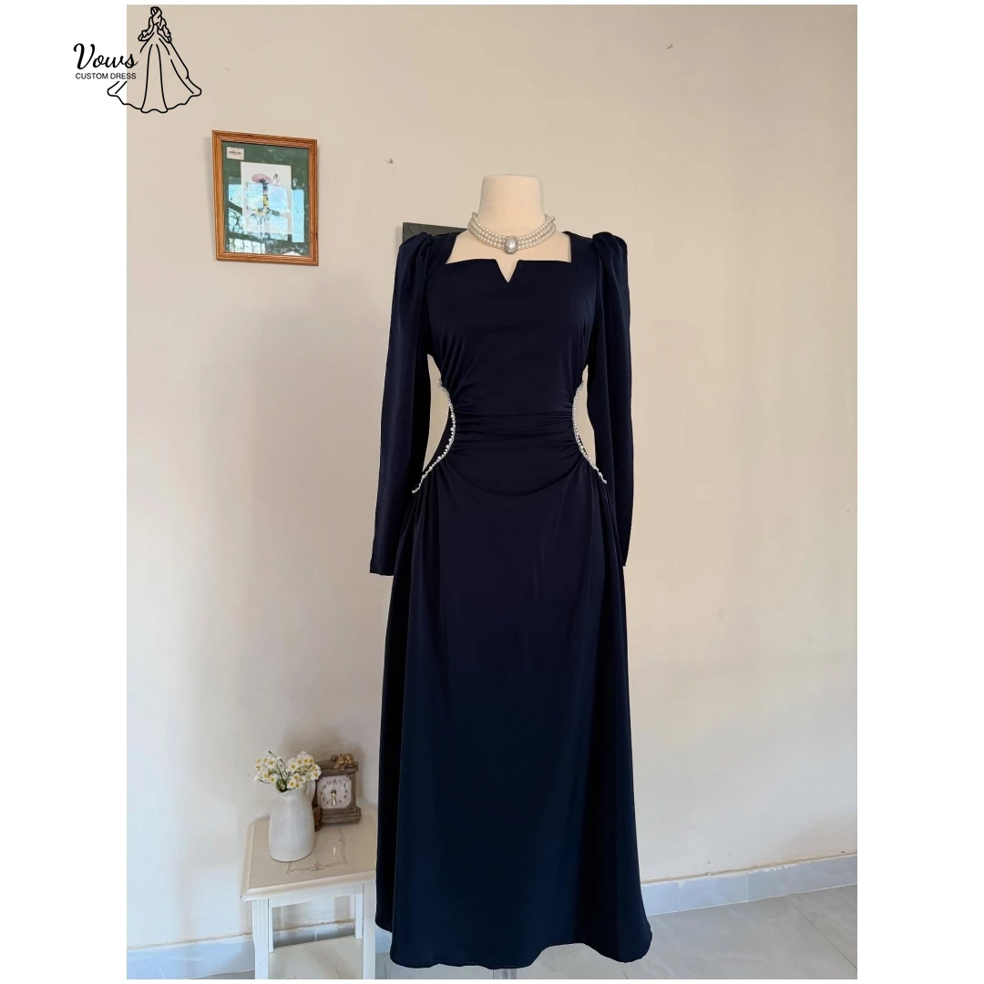 

Vows Square Leader Robes De Cocktail Evening Dress Woman Custom Made Dresses Gala Line A Luxury Prom Dresses 2025 Long Sleeves