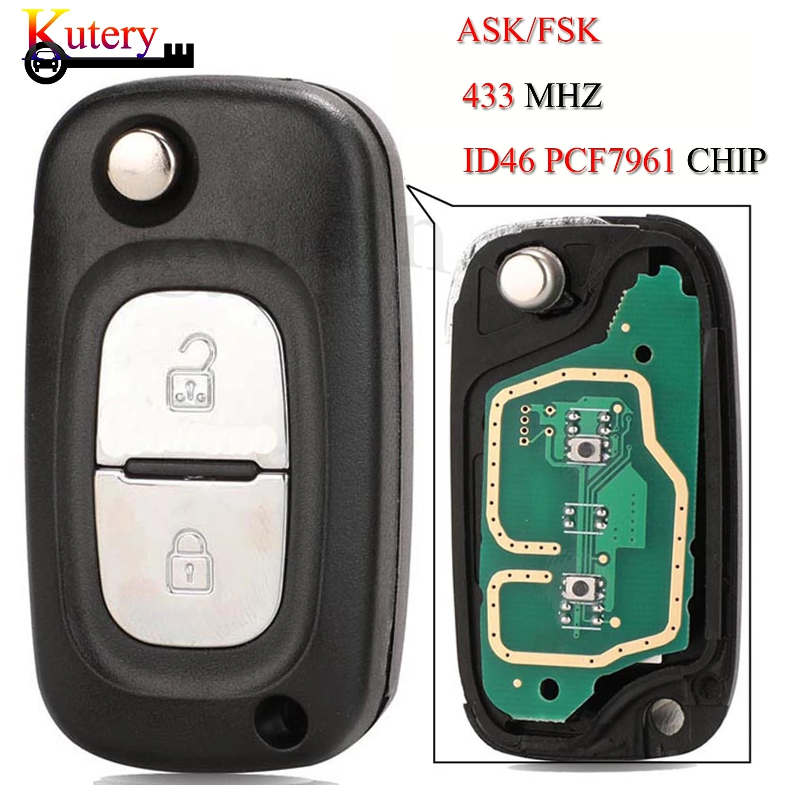 

jingyuqin 5pcs/Lot Folding Remote Car Key For Renault Clio III Master Modus Twingo ASK/FSK 433MHz ID46 PCF7961 Chip 7701210033