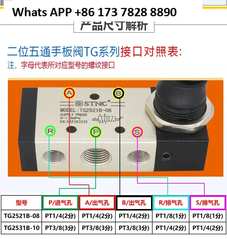 Original STNC Sono Tiangong TG2531B-10 Two-Position Five-Way Pneumatic Manual Valve Hand Wrench TG2521B-08