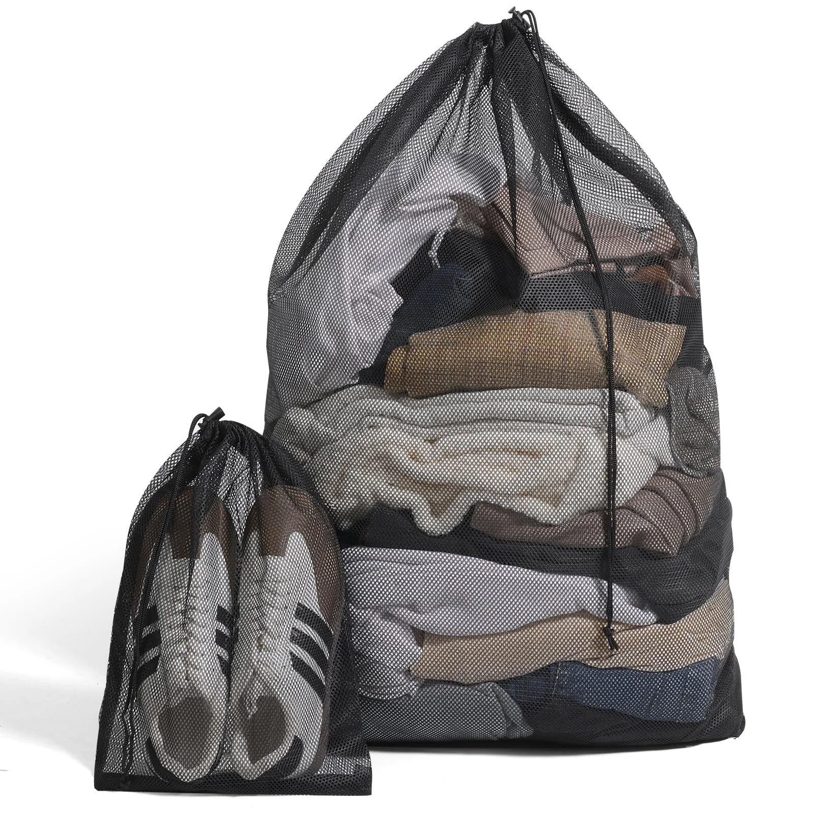 2er-Set große Wäschesäcke aus Netzstoff für Schmutzwäsche, BHs, Socken, Unterwäsche, Schuhe, 30x40 60x90, Abdeckungen für Waschmaschinen