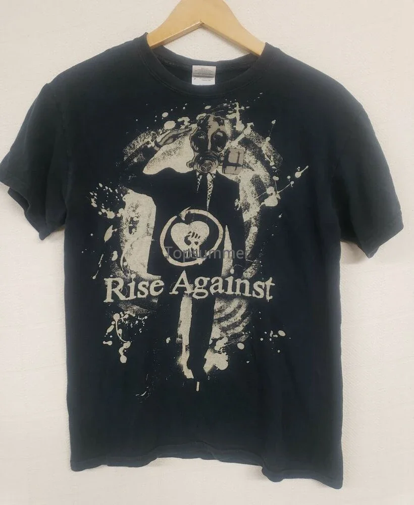 Rise Against Shirt Y2K Small Gas Mask Heavy Cotton Band Shirt