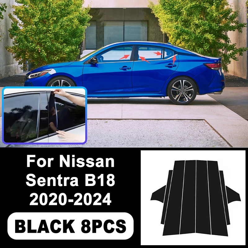 

B/C Pillar Stickers For Nissan Sentra B18 Sylphy e-Power 2020-2024 - PC Window Decorative Trim for Middle Pillar,Car Accessories