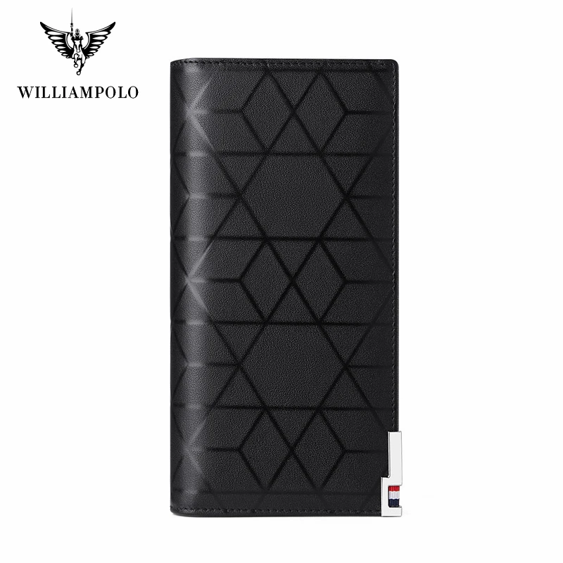 WILLIAMPOLO New Designer Men Wallet High Quality RFID Blocking Bill Card Holder Large Capacity Long Purse Wallet For Men Gift