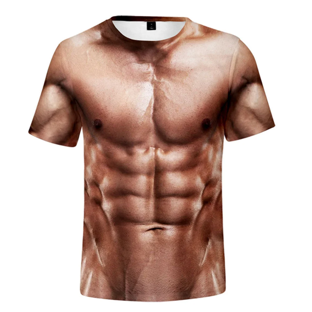 Muscle Funny 3d Printing Men\'s T-Shirt Street Fashion Short Sleeves Casual Retro T Shirt Men Clothing Oversized Daily Top Tee