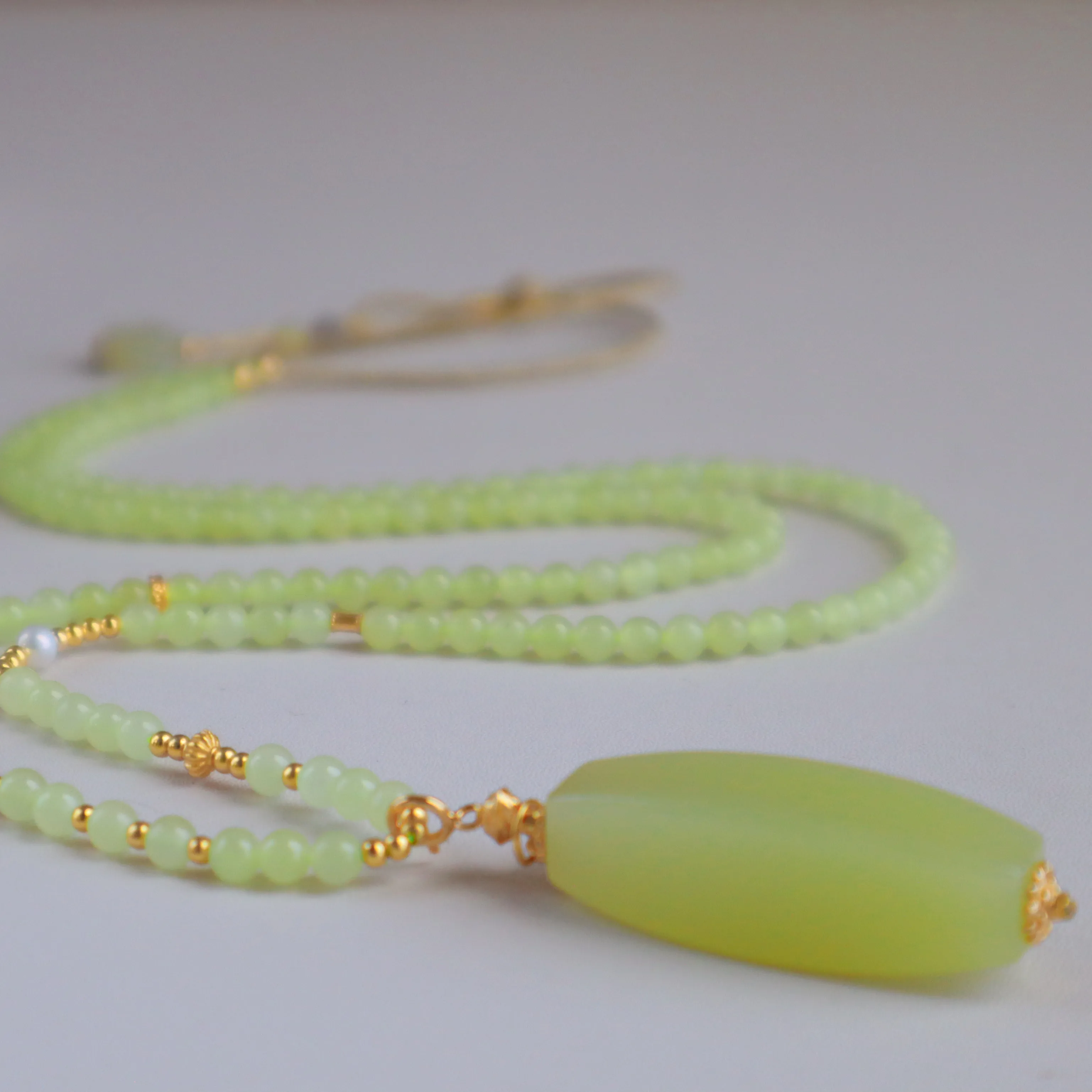 Natural Hetian Jade Pendant Necklace, S925 Silver Universal Clasp, Multi-Wear Adjustable Beaded Chain Oriental Daily Jewelry