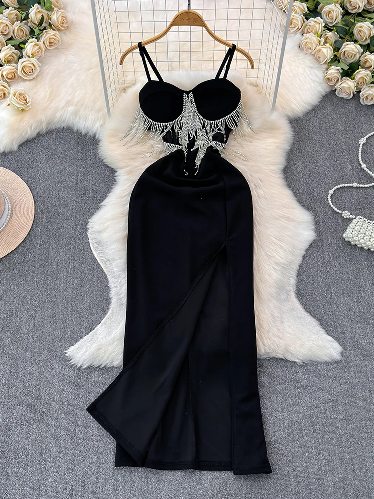 Women's Black Bodycon Evening Dress Vintage Off Shoulder Mini Luxury Dresses Y2k Gothic One Piece Frocks 2000s Coquette Clothes