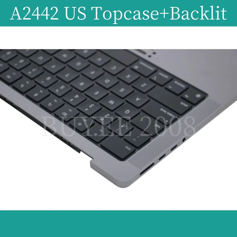 الأصلي والجديد A2485 Topcase Palmrest لماك بوك برو الشبكية 16 "M1 Pro/Max A2485 لوحة المفاتيح الولايات المتحدة Topcase الخلفية