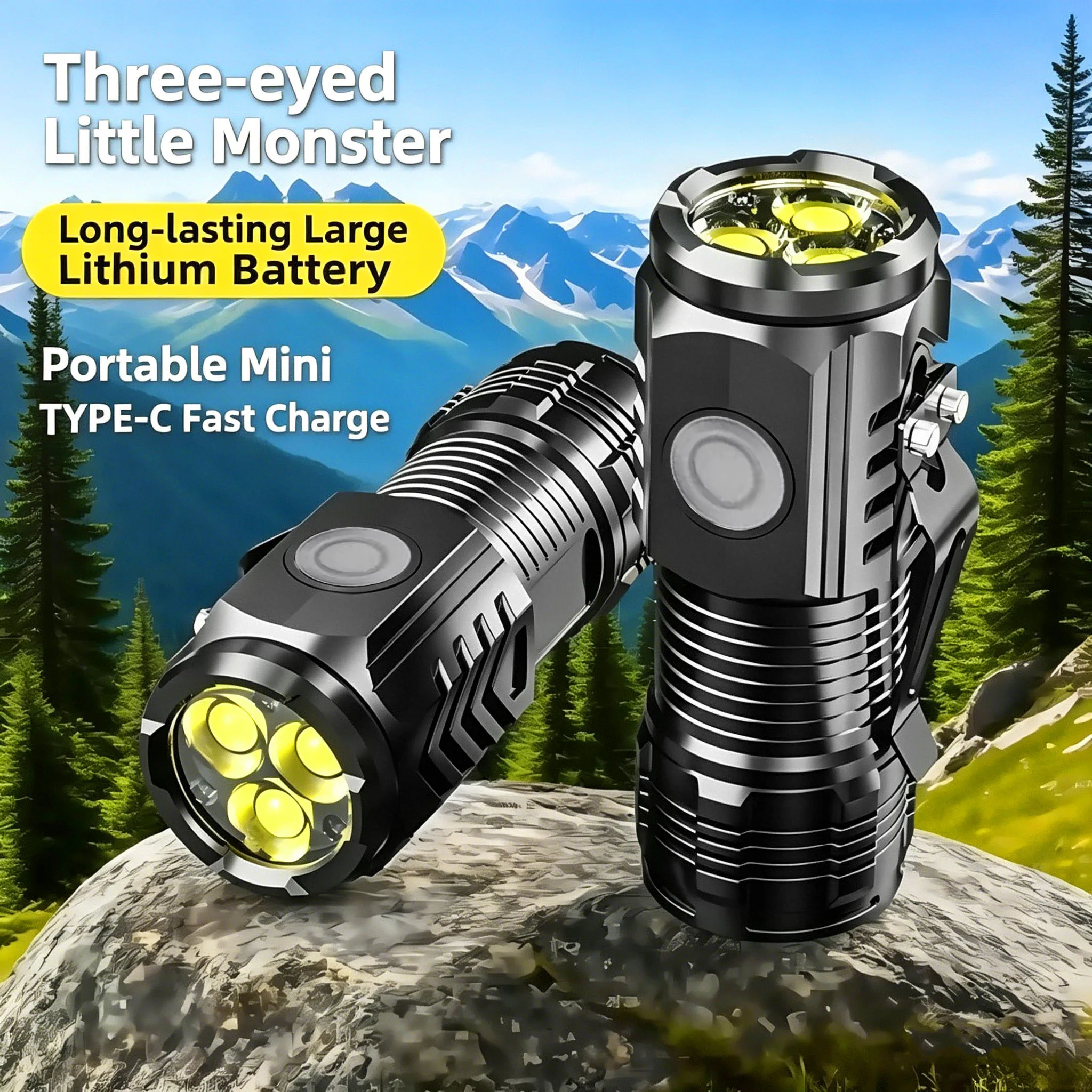 Mini COB LED Taschenlampe Wiederaufladbar für Kinder EDC Camping Wandern Taschenleuchte mit Clip Magnet Wasserdicht
