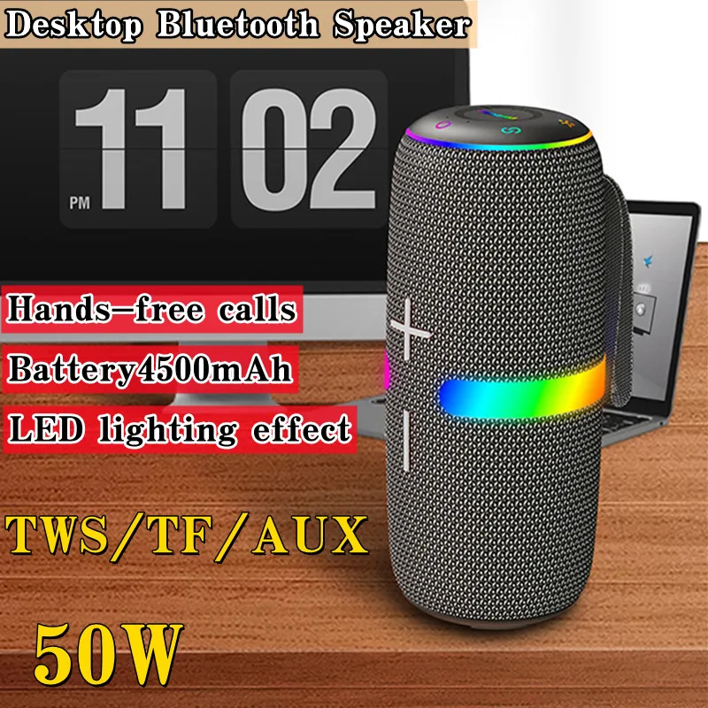 

Portable Wireless Bluetooth Speaker TWS Stereo Sound RGB Ambient Lamp Outdoor Waterproof Card Subwoofer Rich Auditory Experience