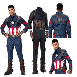 Steve Cosplay Costume Steven Rogers Uniform Halloween adult man Custom full set