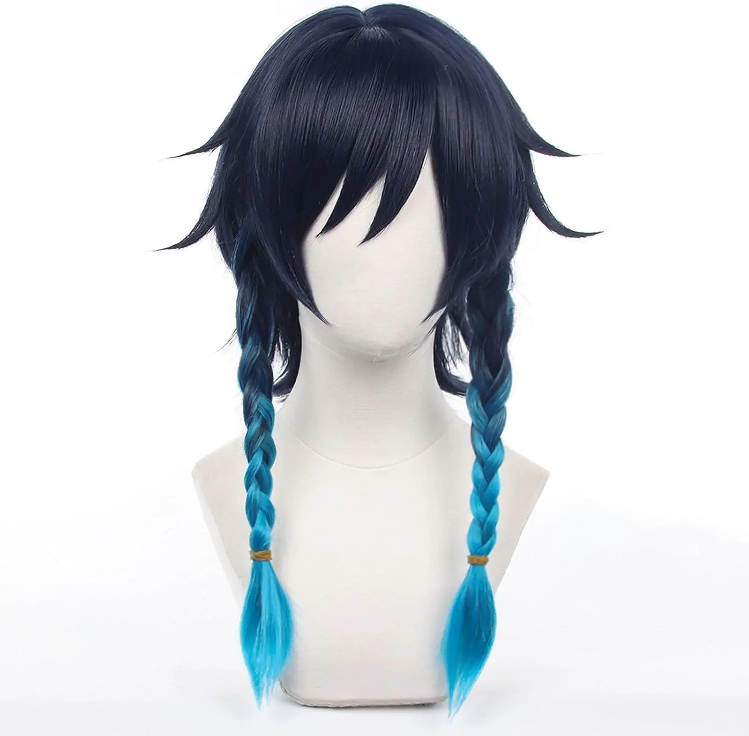 Halloween Genshin Impact Venti Cosplay  Braided Hair Navy Blue Wig