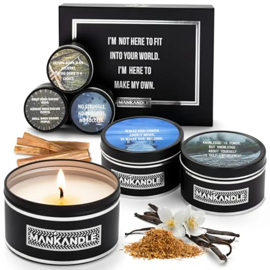 

Набор ароматических свечей для мужчин, 6 штук, из соевого воска, с вдохновляющими цитатами, для снятия стресса и релаксации, A