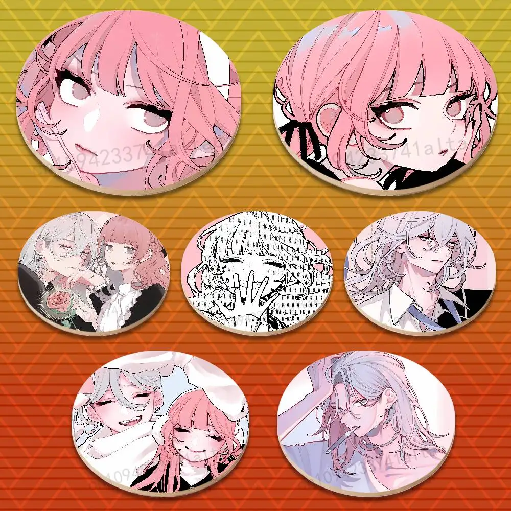 F-Fall in Love False O-Otagi Angels katsura Round Wooden Coasters Non-Slip Suitable for Drinks Tea,Coffee Home Perfect Gift