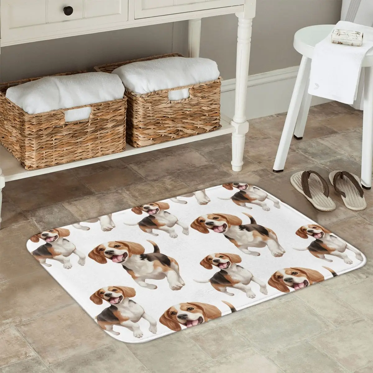 Happy Dog Cute Beagle Non-slip Doormat Floor Mat Water oil proof Carpet Rug for Kitchen Entrance Home Balcony Footpad Mats