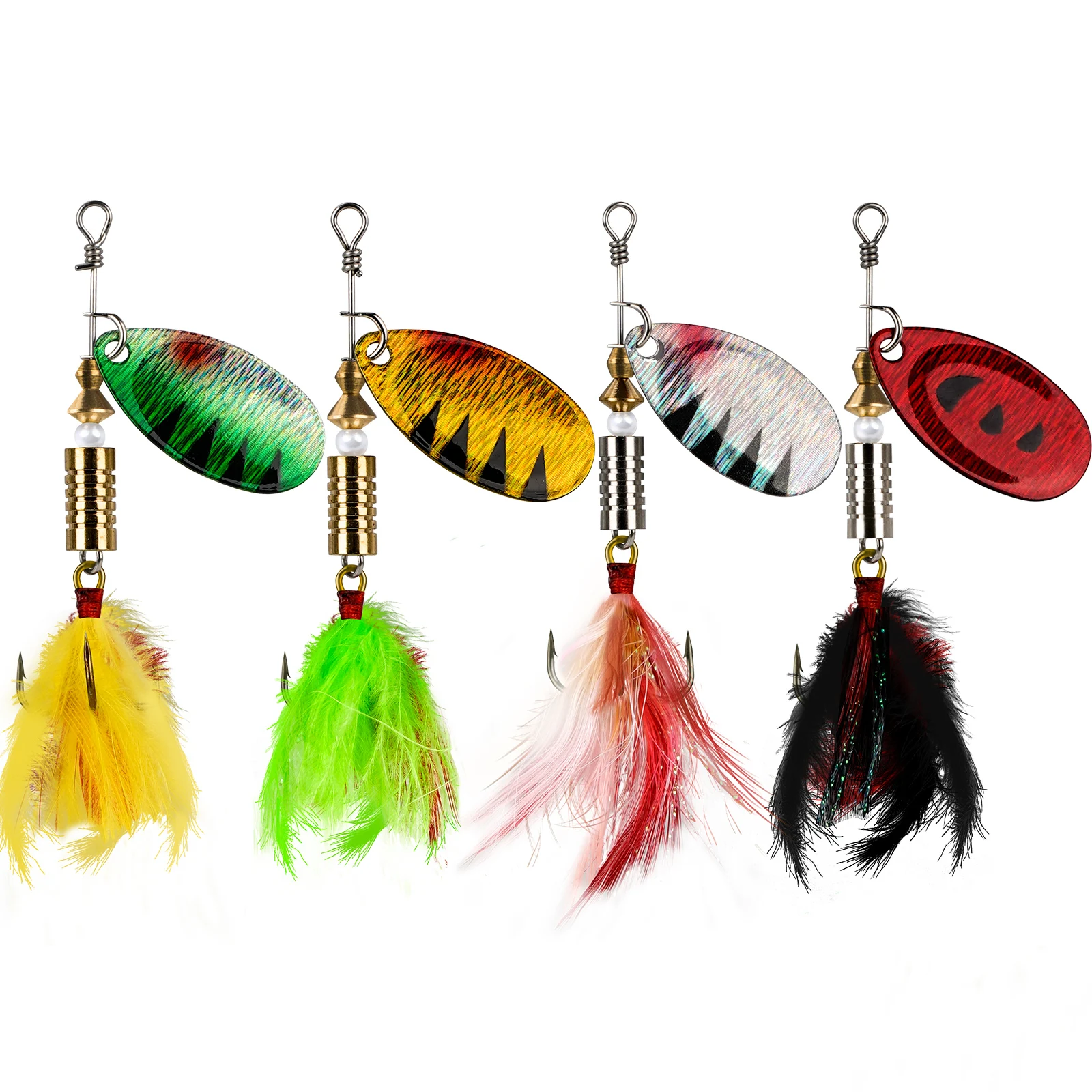 

1 piece Spinner Spoon Trout Fishing Lure 4g 6.3g Metal Hard Baits With Feather Spinner Sequin Spoons Baits For Pike Fishing