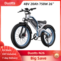 DUOTTS N26 Electric Bike 48V 20Ah Battery 750W Dual Motor 26 Inch Fat Tire 960Wh Moped E-bike Hydraulic Disc Brake Color Display