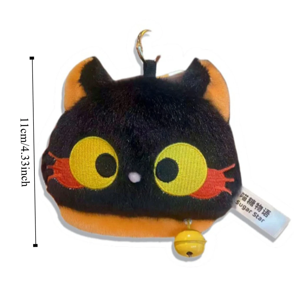 Mini borsa portaoggetti Portamonete in peluche gatto nero con campana Portafoglio con gatto animale Ciondolo Borsa carina Borsa per auricolari in peluche Donna Ragazza