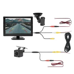 Car Rear View Camera with Monitor 5 Inch TFT LCD Digital 16:9 Screen 2 Way Video Input Reverse Parking System