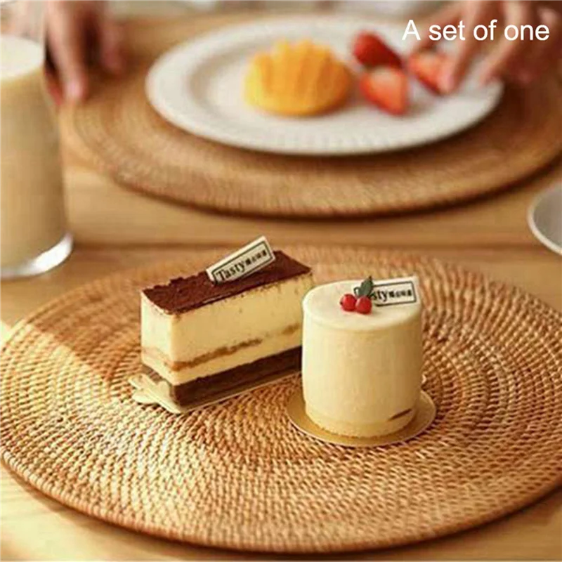 

JFB 10X Handwoven Rattan Placemats,Round Wicker Table Mats, Natural Woven Placemats For Dinner Table,Heat Resistant Mats