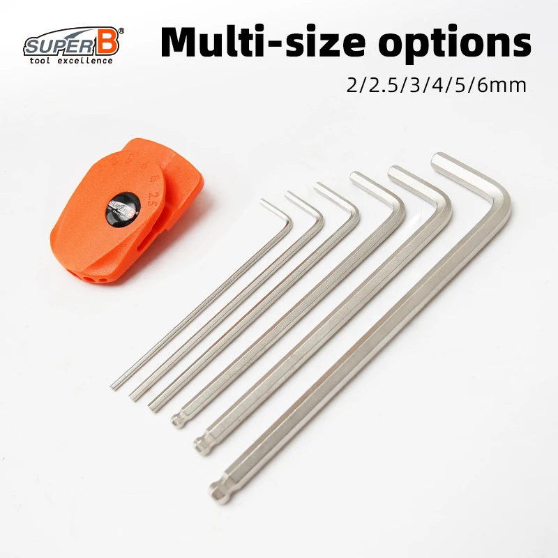 

SUPER B TB-TH05 Bicycle Hex Key Set MTB Road BIke 2/2.5/3/4/5/6 mm Hexagon Spanner Flat Ball Opening Wrench Bike Repair Tool