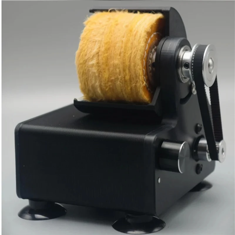 Desktop Mini Electric Polisher Set – Adjustable Speed Grinder with Wood Cloth Grinding Wheel for Leather Wood Jade DIY Craf