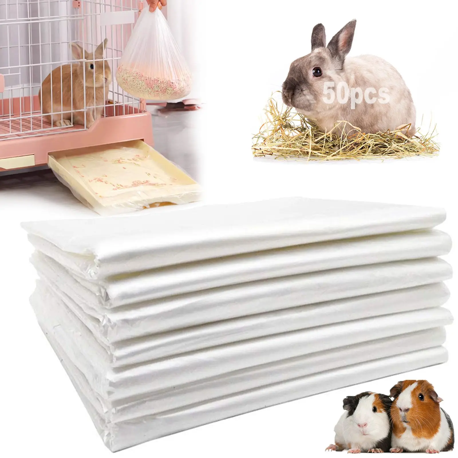 Revestimientos desechables para jaulas de animales pequeños, revestimiento de película para bandeja de conejos, bolsas para cacerolas, película plástica para inodoro para jaulas de conejillo de indias, para hámster y p