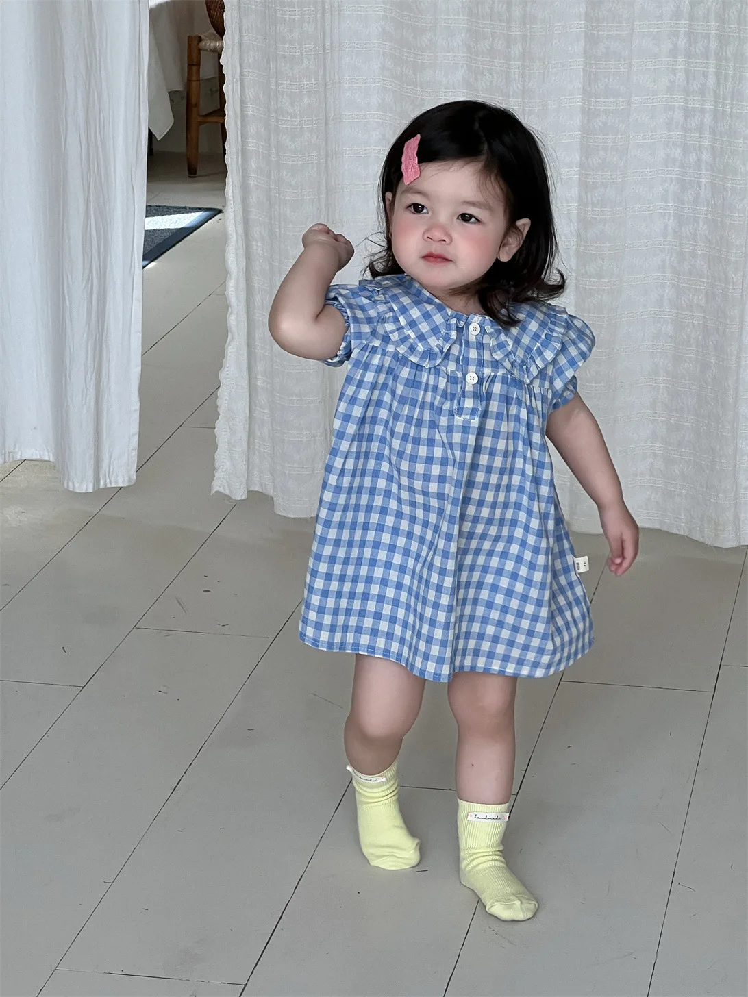 

2025 Summer Baby Dresses Short Sleeve Toddler Girls Plaid Princess Dress 0-3Y Kids Clothes Infant Girl's Casual Dress