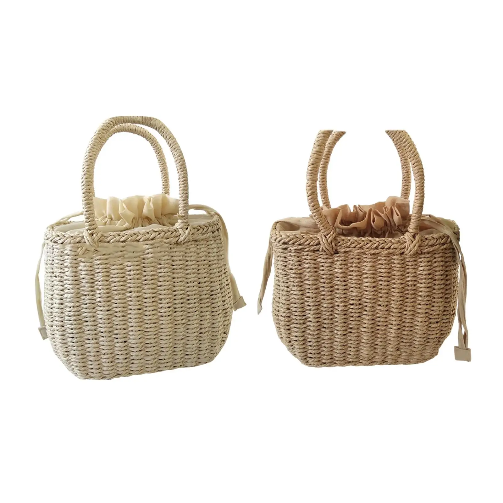 Fashion Straw Handbag Lady Bucket Top Handle Satchel Tote Bohemian Purse