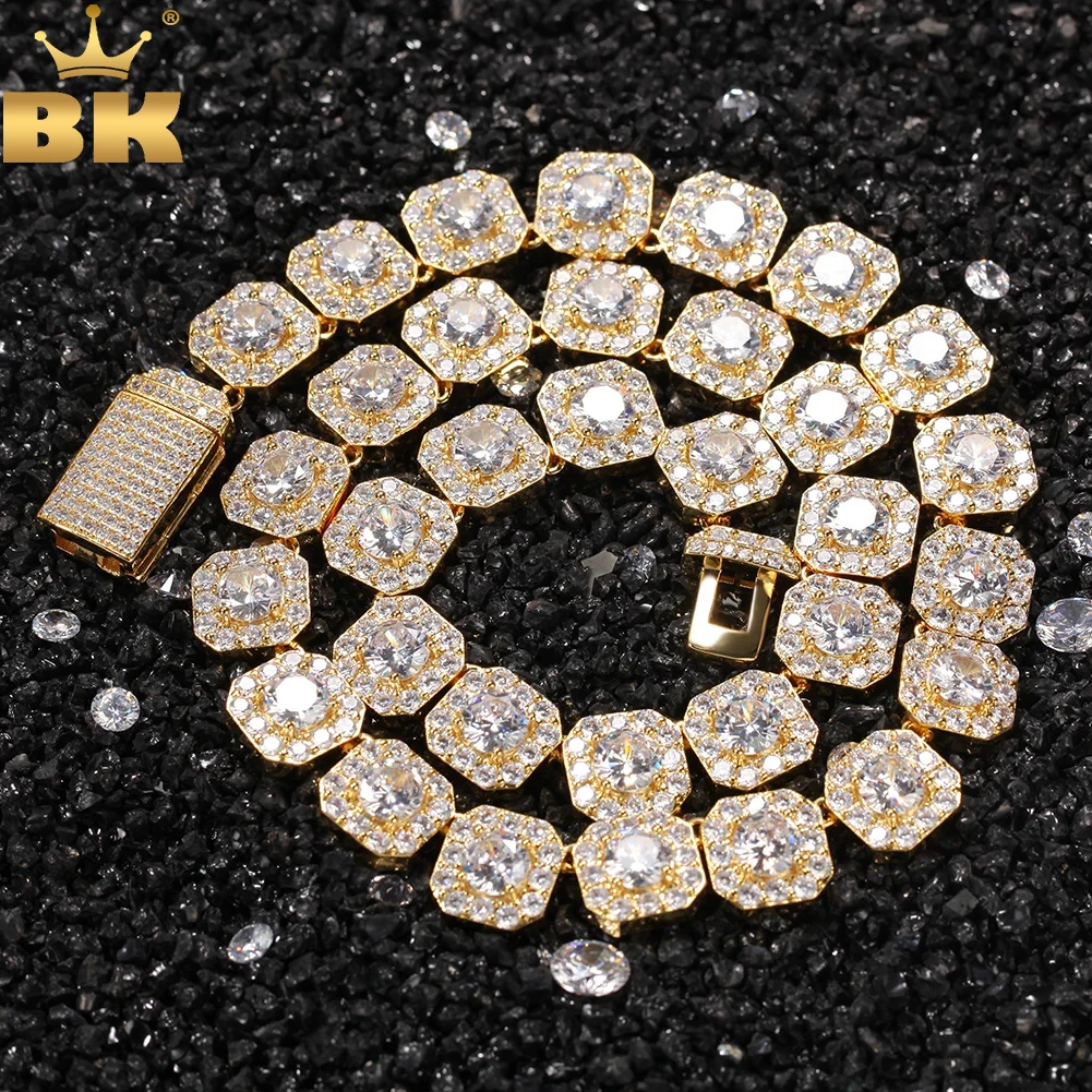 

TBTK Rock Candy necklace For Men Or Women Luxury Copper Iced Out CZ Fashion Hiphop Jewelry Gold / Silver Color Wholesale
