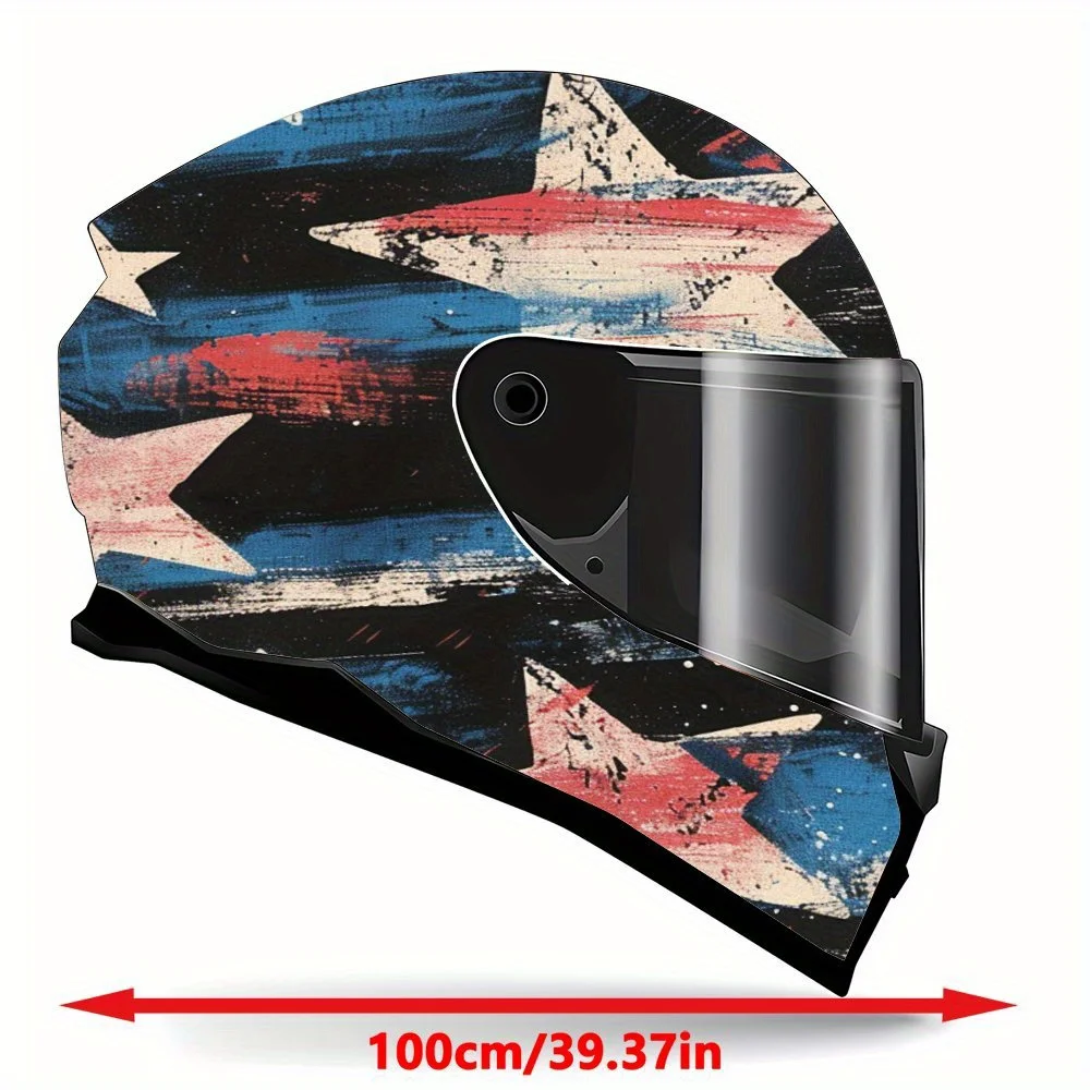 Black and red color matching, star theme graphic motorcycle helmet decal, vinyl graphic decal, waterproof and wear-resistant, hi