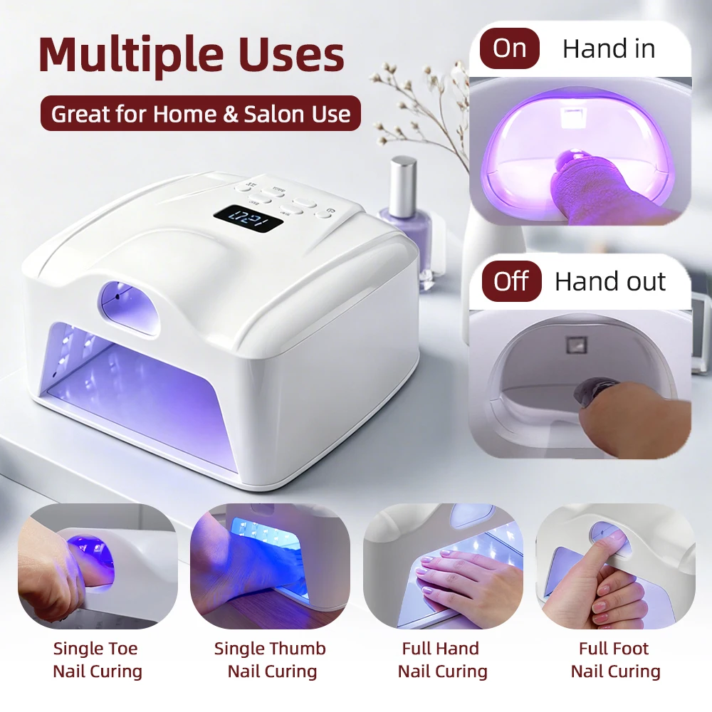 2 In 1 UV LED Nail Lamp Dual Use Wireless Gel Nail Dryer Auto Sensor Full Hand Fast Curing Light Single Toe Single Finger