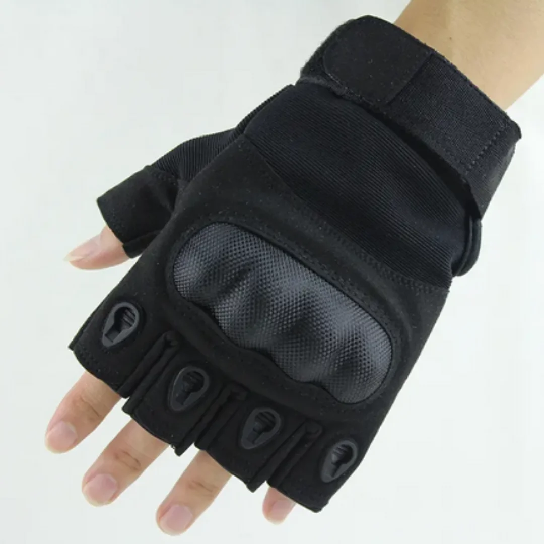 Guantes de medio dedo antideslizantes para exteriores, guantes tácticos para deportes, tiro, caza, Airsoft, motocicleta, negro