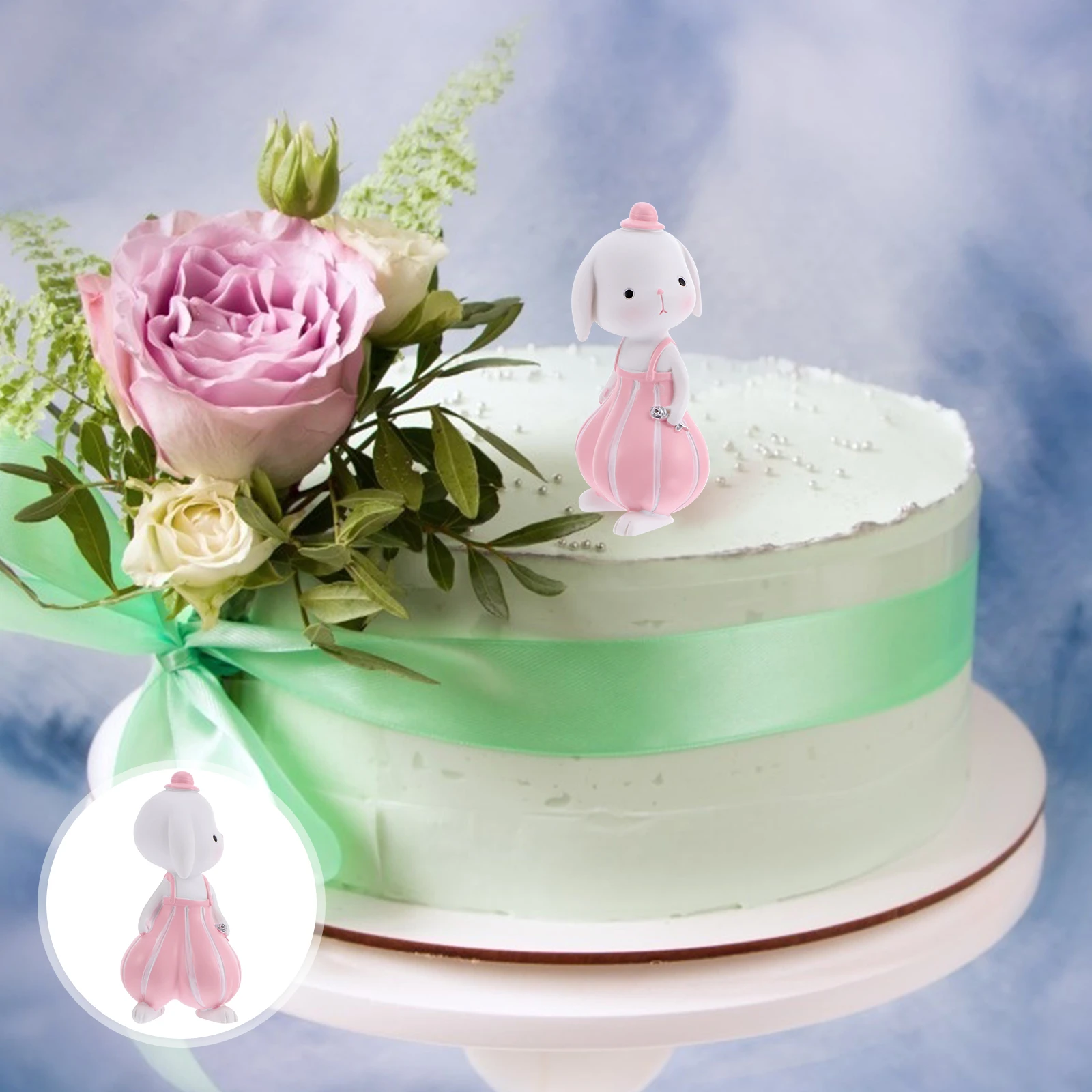 

1Pcs Rabbit-Shaped Auto Adornment Bright Color Synthetic Resin Craft for Desktop Micro Scene Fairy World Easter Party Setup