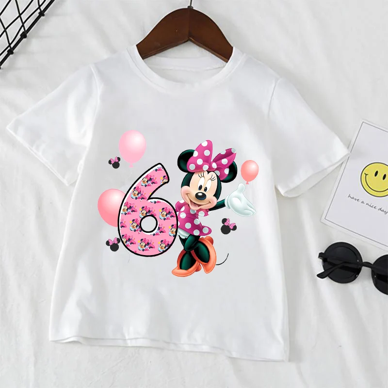 Mickey Minnie Mouse Clothes Children Summer T Shirt Print Cartoon Boy Girl Short-Sleeve Tops Baby Tee Clothing Kid Birthday Gift