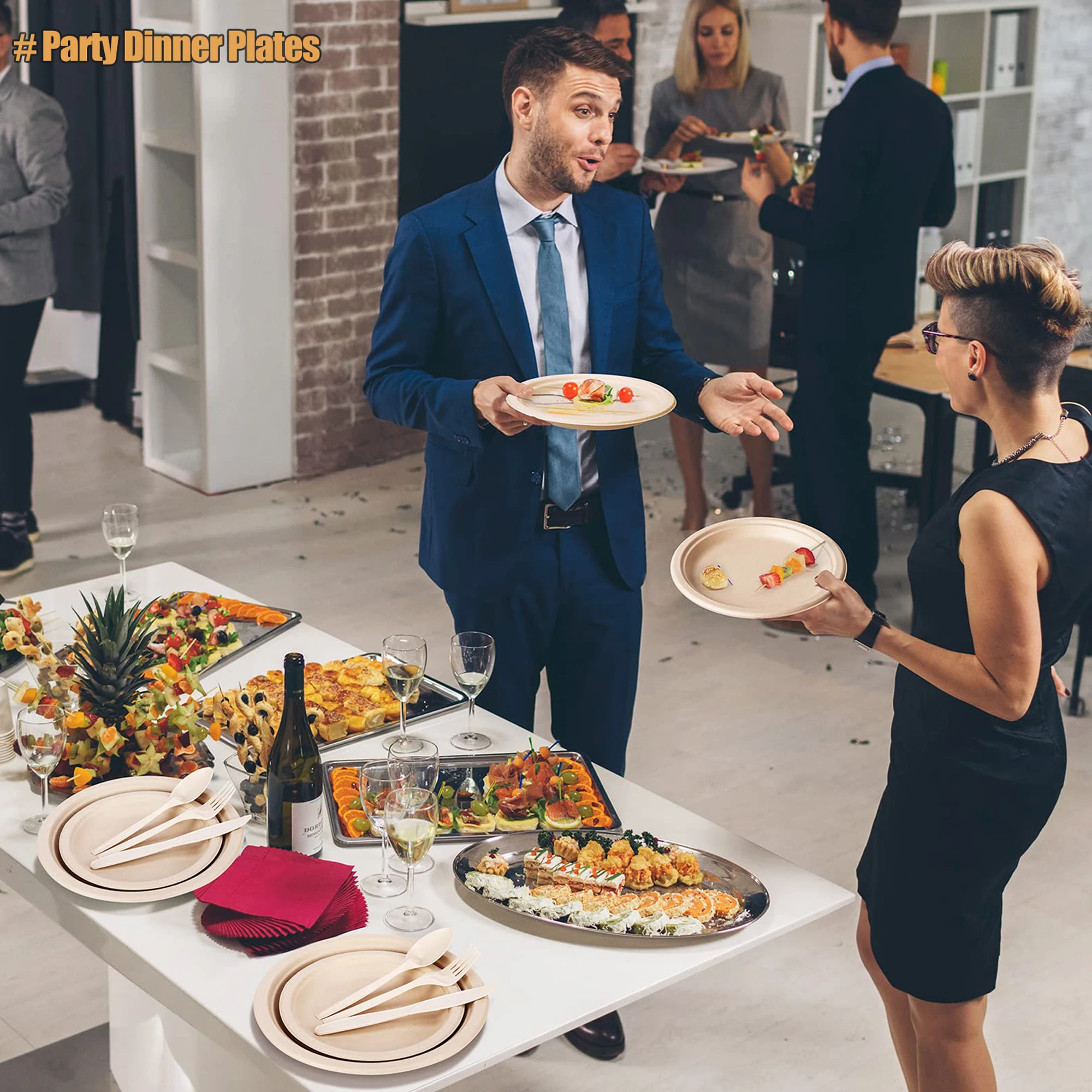 50-100Pcs Heavy Duty Disposable Paper Plate 100% Compostable Degradable Dinner Plates 6/7/8/9inch Party Disposable Plates