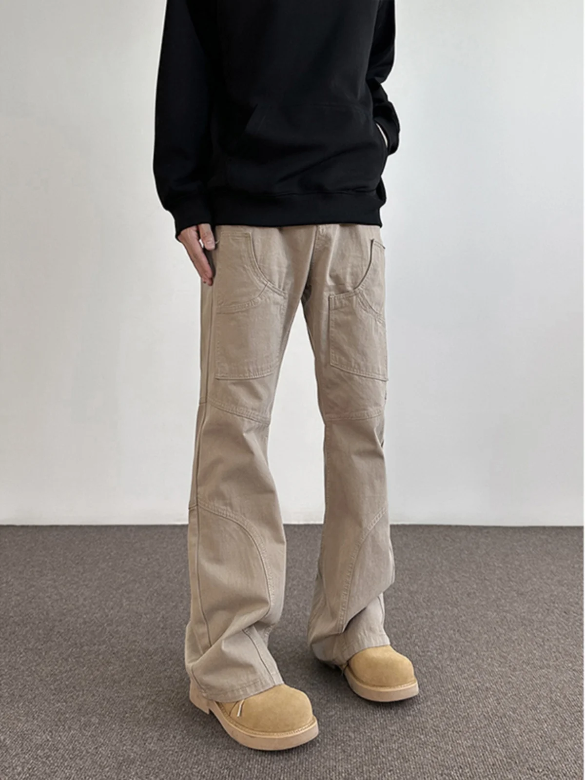 

Cleanfit American High Street Sle Men's Autumn Workwear Pants Patchwork Log Cutting Casual Straight Leg Trousers